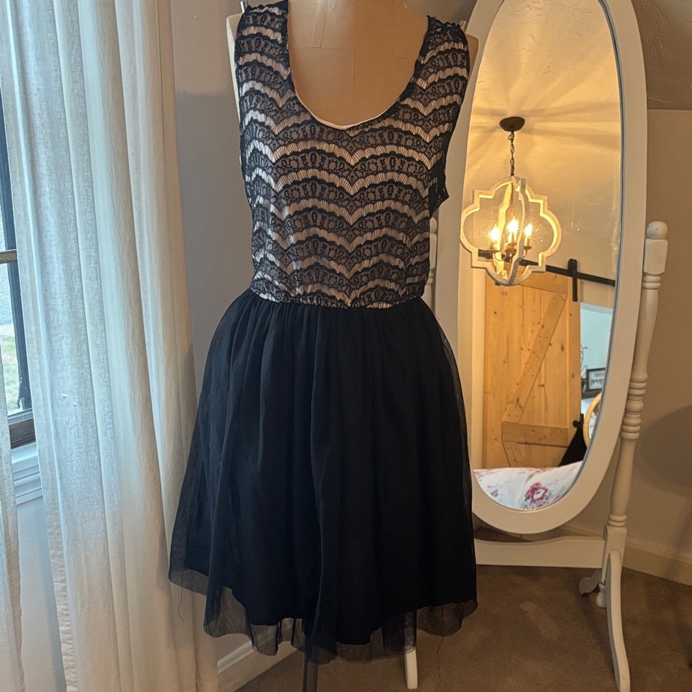 Rue21 Black and White Lace Mini Dress